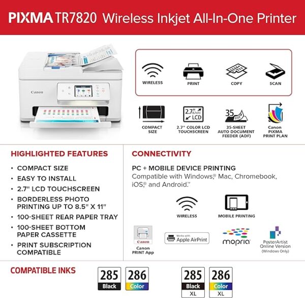 Canon PIXMA TR7820 Wireless Home All-in-One Printer - Image 2